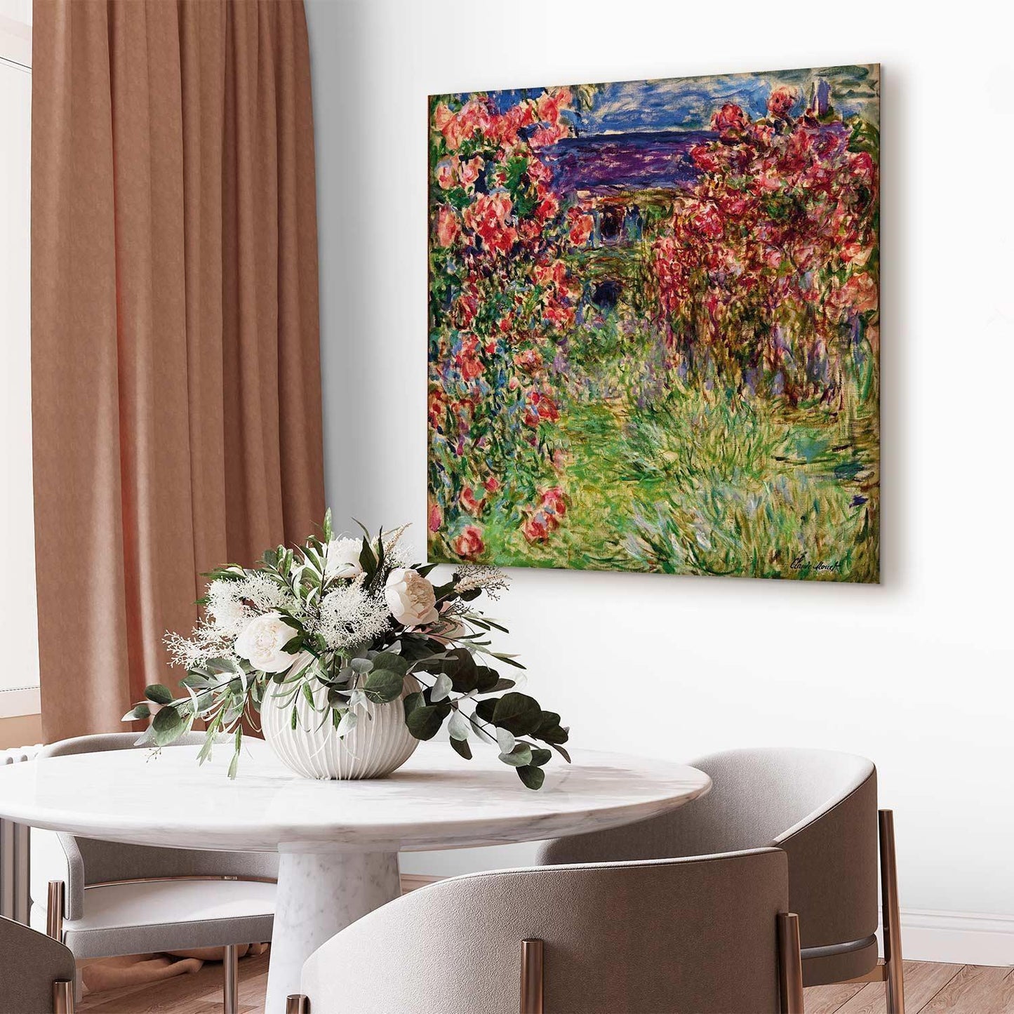 Leinwandbild - La maison dans les roses (Claude Monet) Artgeist