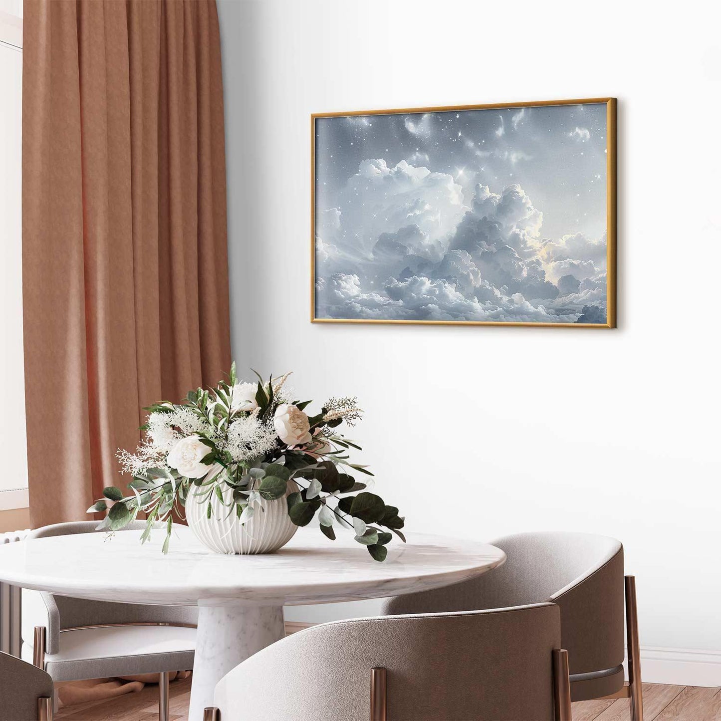 Poster - Astral Calm: Stars Scattered Over Delicate Clouds Artgeist
