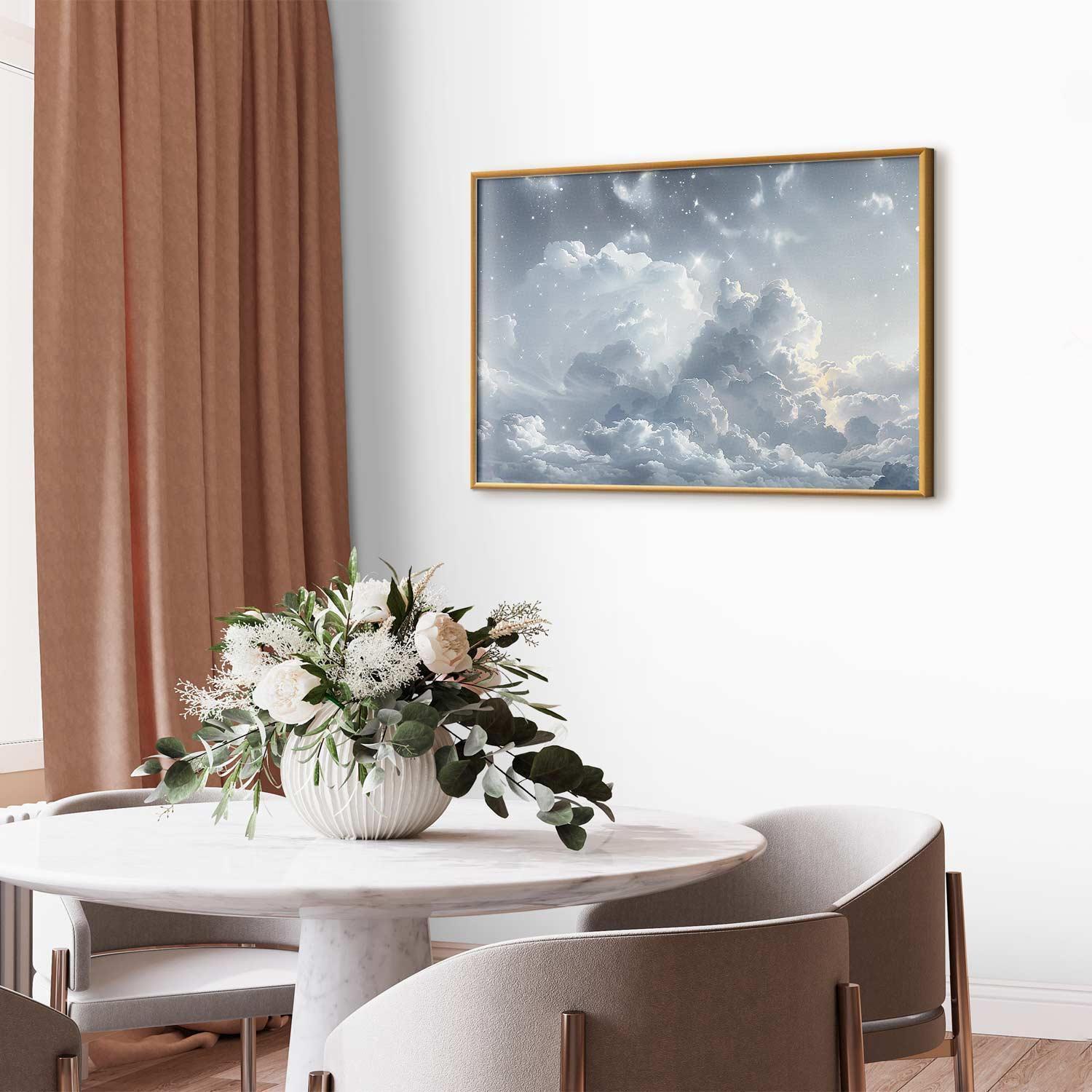 Poster - Astral Calm: Stars Scattered Over Delicate Clouds Artgeist