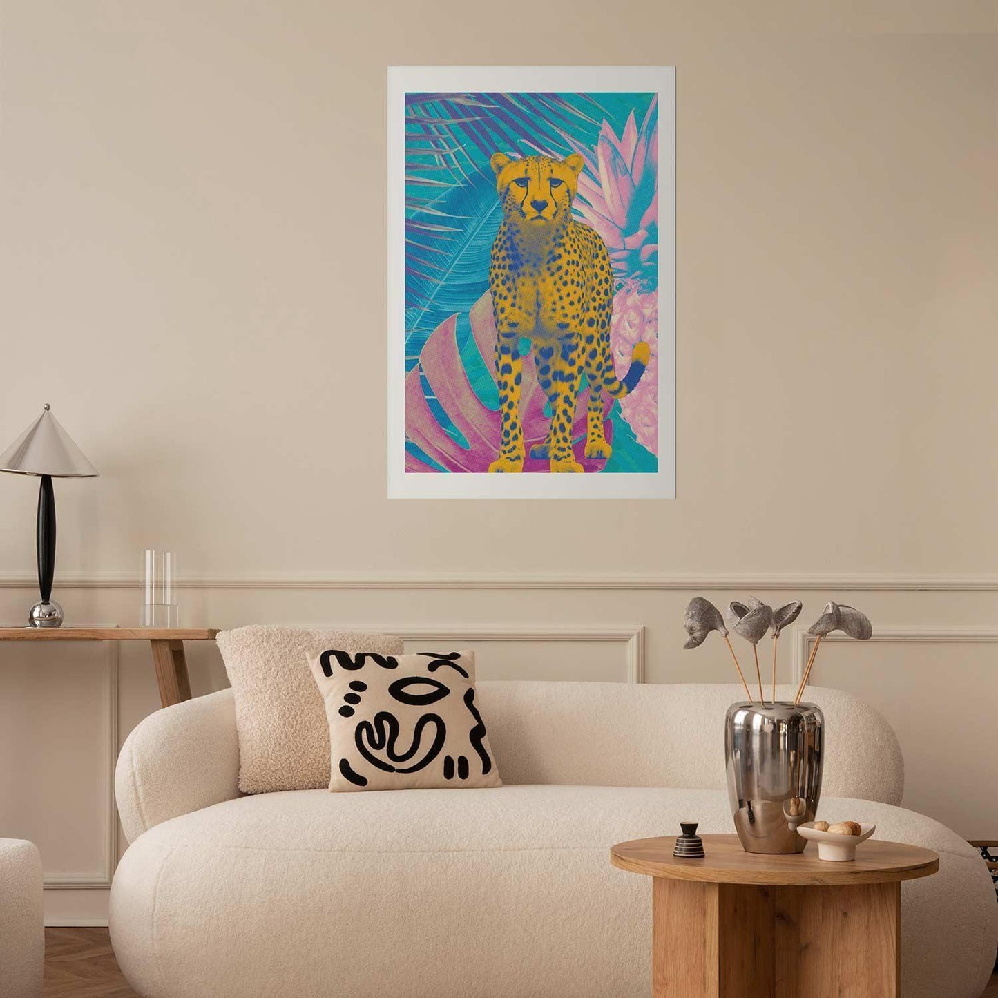 Tropischer Leopard – Farbenprächtiges Poster mit Dschungelmotiv