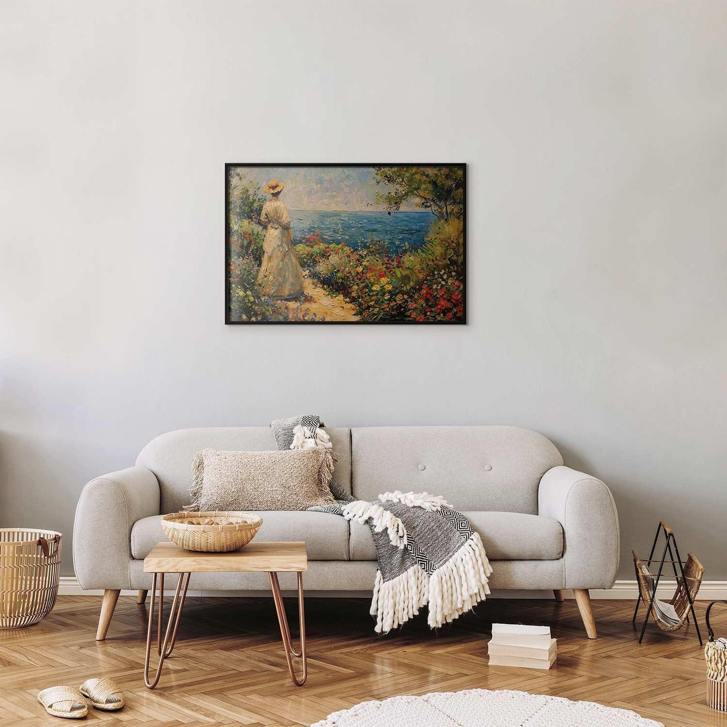 Poster - Nostalgic impression - a pensive woman contemplating