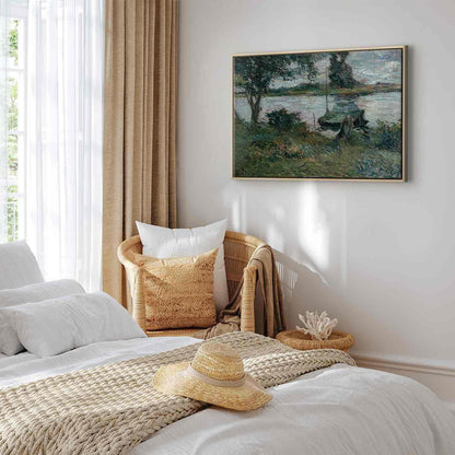 Leinwandbild - Paul Gauguin – Flußufer