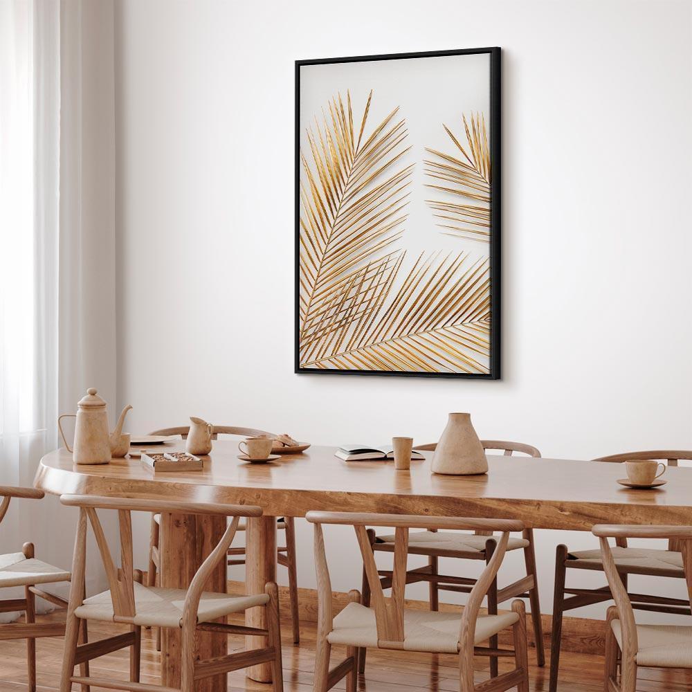 Leinwandbild - Golden Palm Leaves (1 Part) Vertical