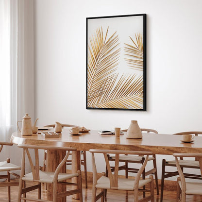 Leinwandbild - Golden Palm Leaves (1 Part) Vertical