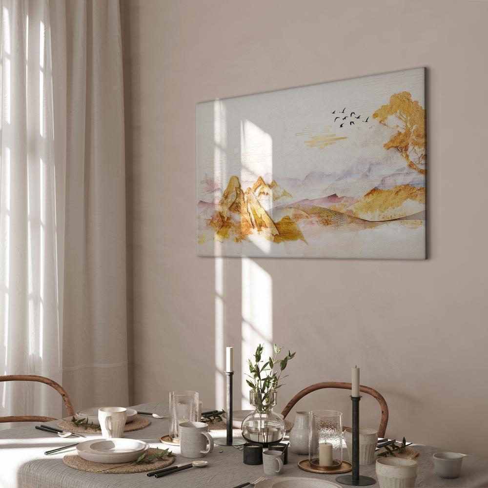 Leinwandbild - Golden Mountains (1 Part) Wide