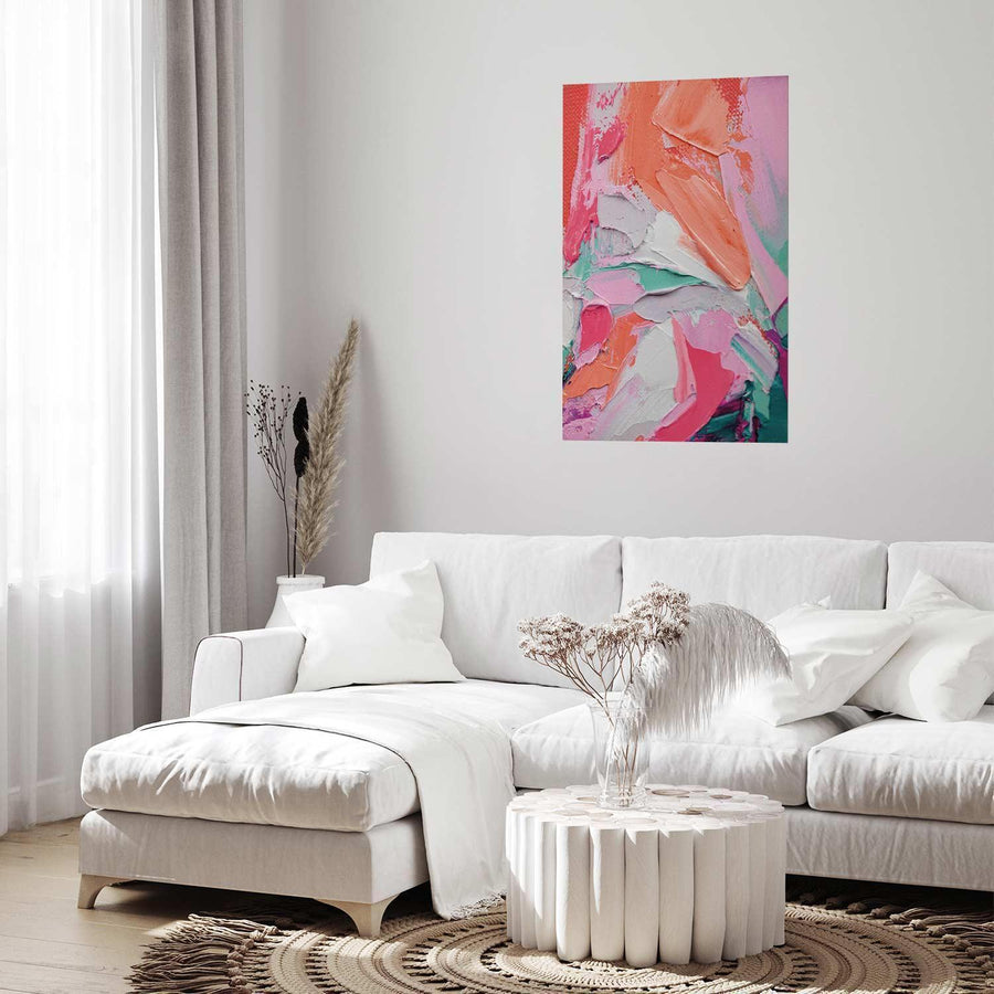 Poster - Pink Palette - vibrant shades of pink, orange, and green on canvas Artgeist