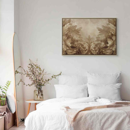Leinwandbild - Carved Baroque Ornaments Rich Composition in Sepia Colors