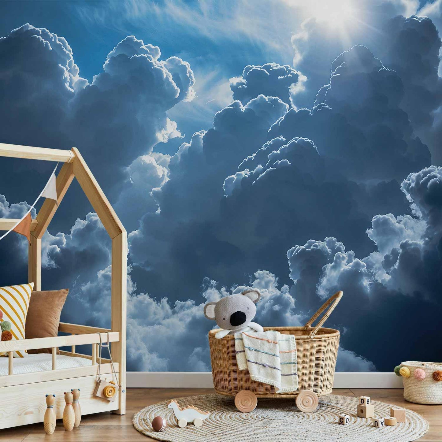 Fototapete - Animated Scenery: The Sun Battling with Clouds