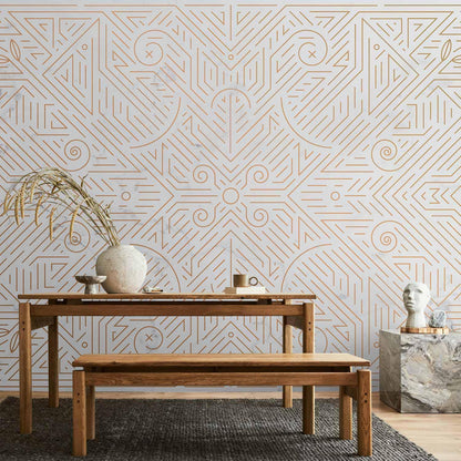 Fototapete - Geometric Pattern Shades of Gold and Marble Stone Artgeist