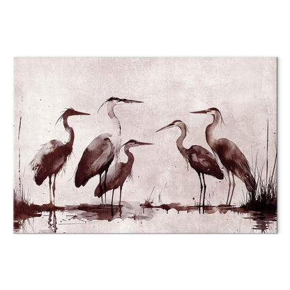 Leinwandbild - Herons painted with ink