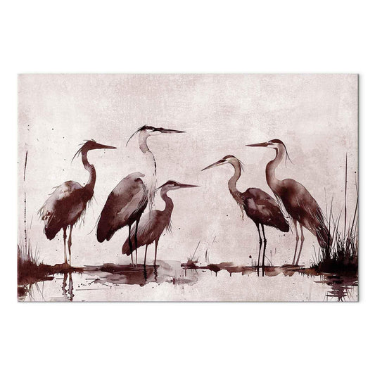 Leinwandbild - Herons painted with ink