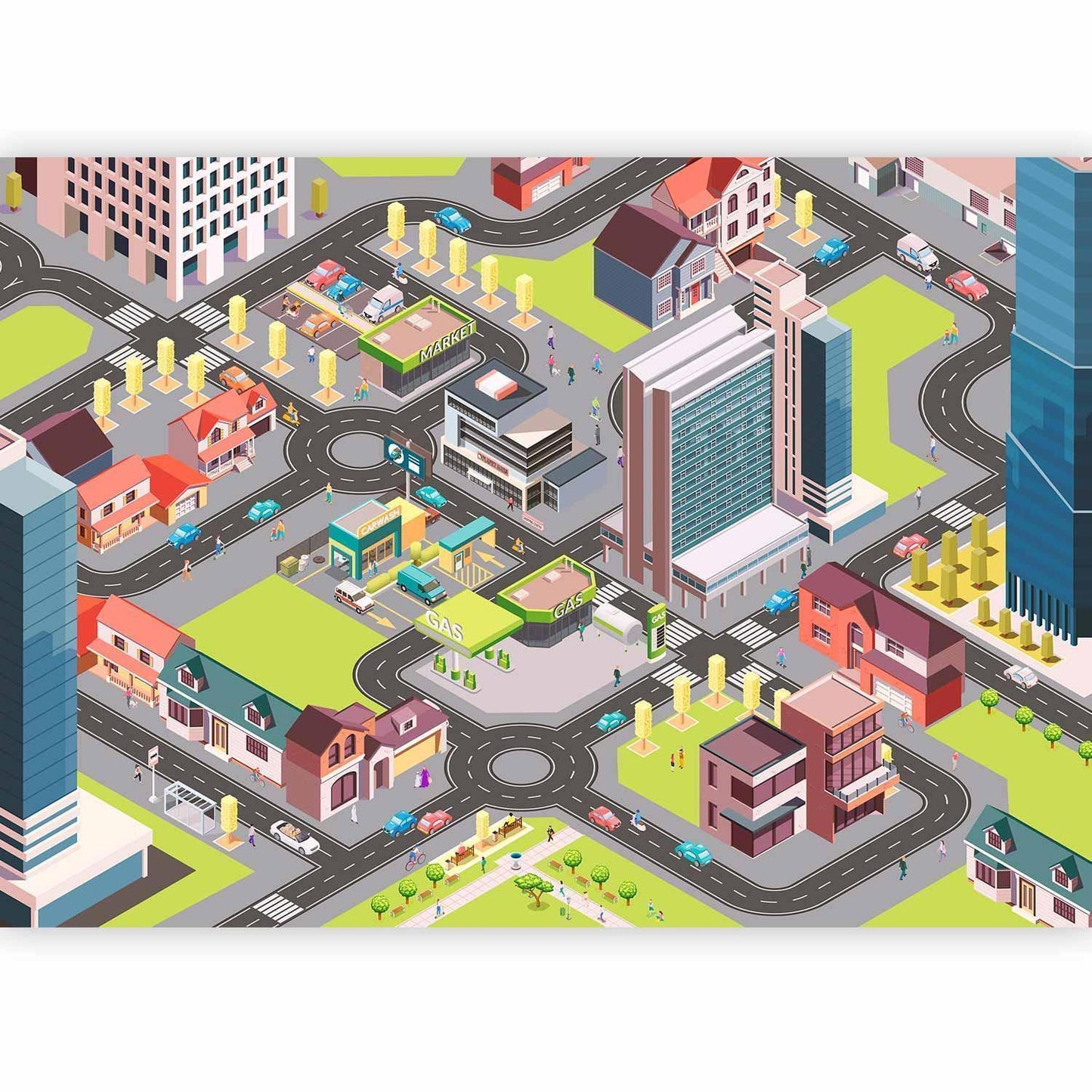 Fototapete – Bunte Stadtlandschaft für Kinderzimmer