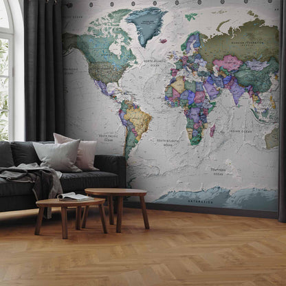 Fototapete Geography Study – Weltkarte mit englischen Ländernamen