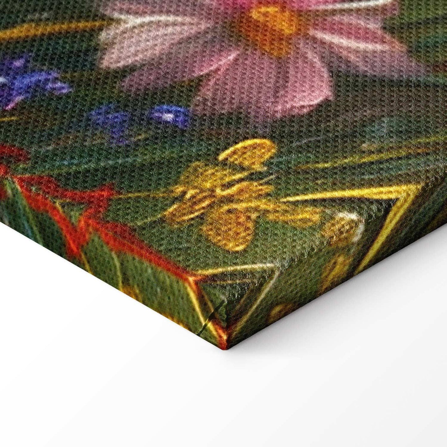 Leinwandbild - Seascape – wildflowers and a view of the rough sea