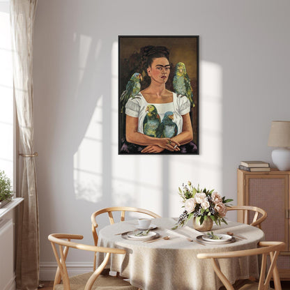Leinwandbild - Frida Kahlo – Me and My Parrots
