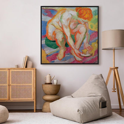 Leinwandbild - Franz Marc – Nude with cat