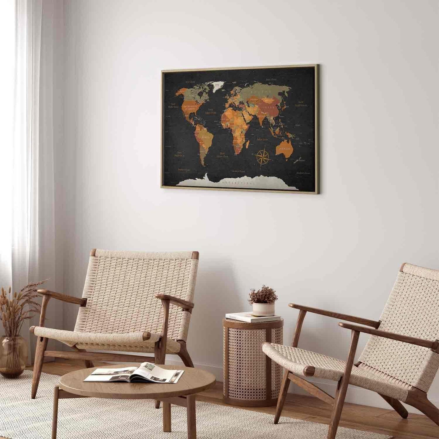 Leinwandbild - World Map: Secrets of the Earth Artgeist