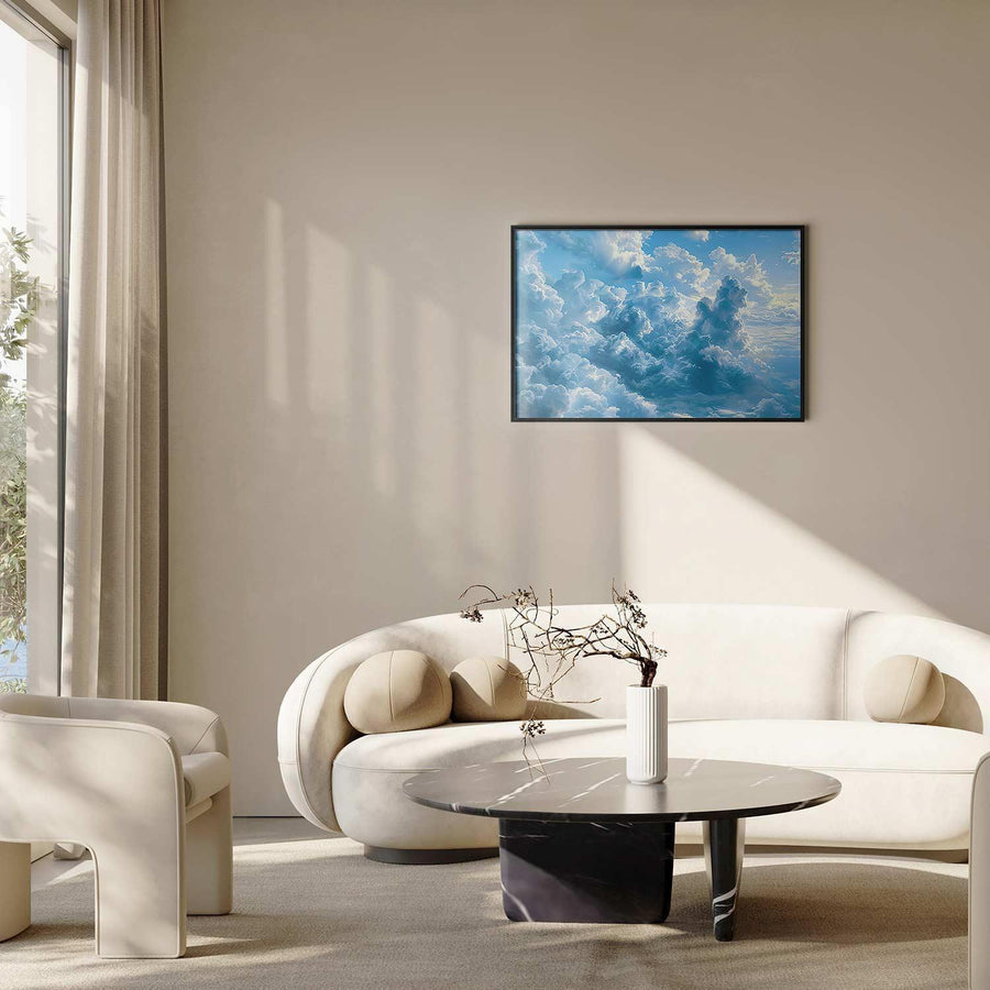 Poster - Ocean in the Air: Waving Clouds Reflecting Morning Light Artgeist