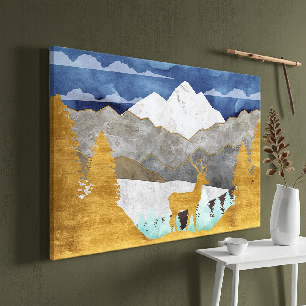 Leinwandbild „Golden Land“ – Goldene Landschaft im Panoramaformat